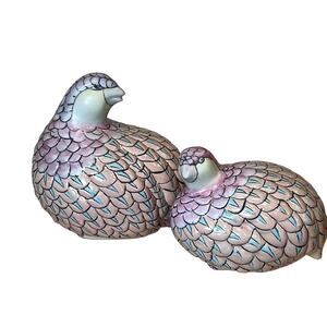 Vintage Chinese Quail/Partridge Bird Figurines (Set of 2) Pastel Vintage